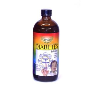 A bottle of diabetes liquid on a white background