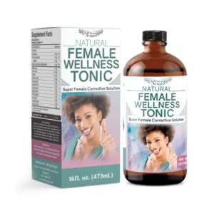 A bottle of female wellness tonic.