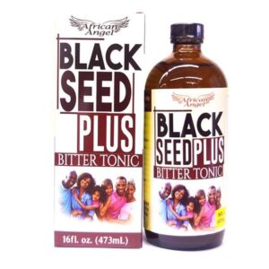 A bottle of black seed seed plus bitter tonic.