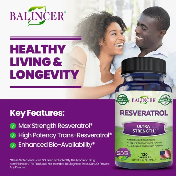 Balincer Resveratrol Capsules Support Cardiovascular Health, Antioxidants, Improve Immunity. - Image 5