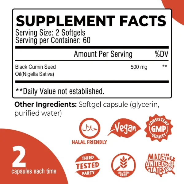 Black Seed Oil Capsules - Cold Pressed - Image 2