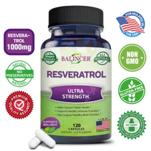 Balincer Resveratrol Capsules Support Cardiovascular Health, Antioxidants, Improve Immunity.