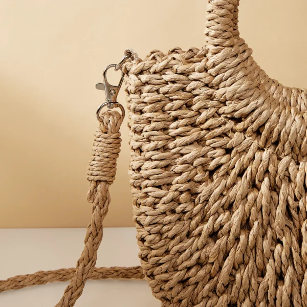Handwoven Straw Rattan Half-Moon Beach Handbag Large Capacity Women Summer Hollow Out Crossbody Shoulder Bag - AliExpress 1524 - Image 5