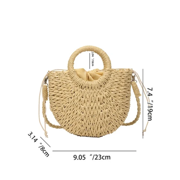 Handwoven Straw Rattan Half-Moon Beach Handbag Large Capacity Women Summer Hollow Out Crossbody Shoulder Bag - AliExpress 1524 - Image 6