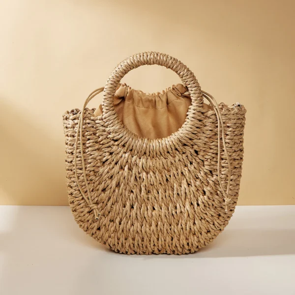 Handwoven Straw Rattan Half-Moon Beach Handbag Large Capacity Women Summer Hollow Out Crossbody Shoulder Bag - AliExpress 1524 - Image 4