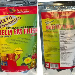 NELCIA’S NATURAL HERBS Keto Enhanced Belly Fat Flush Diet Shake – Advanced Fat-Burner & Appetite Control Formula with African Mango, White Kidney Bean & Probiotics